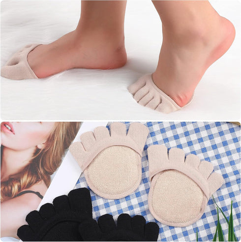 SATINIOR 6 Pairs Toe Topper Socks No Show Liner Socks Women Finger Half Socks Non Slip Invisible Separated Socks...